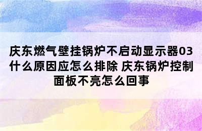 庆东燃气壁挂锅炉不启动显示器03什么原因应怎么排除 庆东锅炉控制面板不亮怎么回事